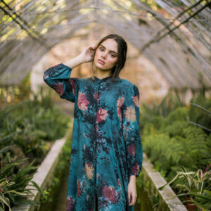 Cotton Print Puff Sleeve Fit & Flare Maxi Dress Women’s Western Top – Trendy Western Wear for Office & Casual Use